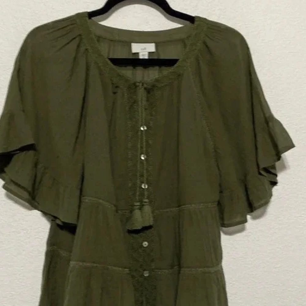 J.Jill---- Boho Peasant Blouse  Embroidered on neckline & placket